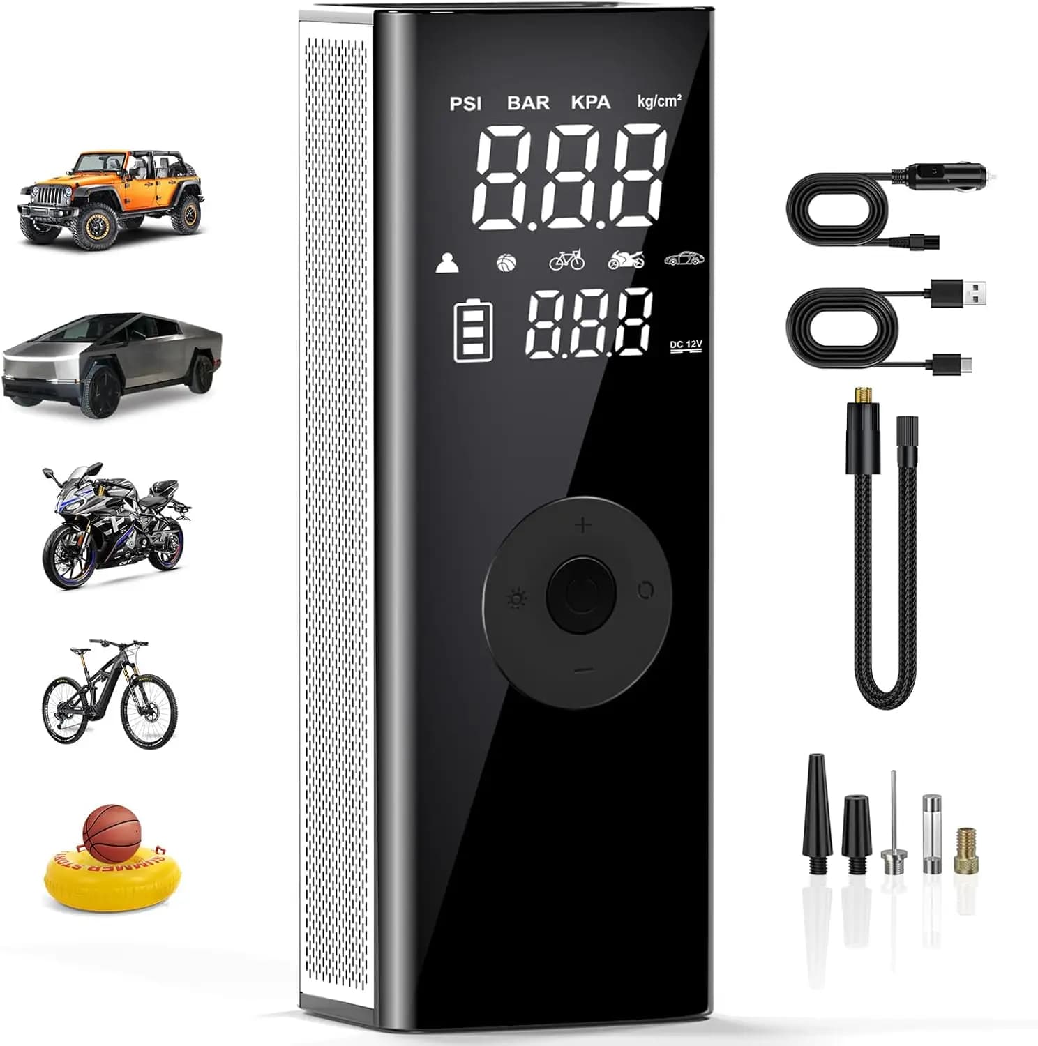Gonfiatore per pneumatici da 150 PSI per auto, motocicli, bici - Strumento di manutenzione per auto con gonfiaggio e sgonfiaggio rapido