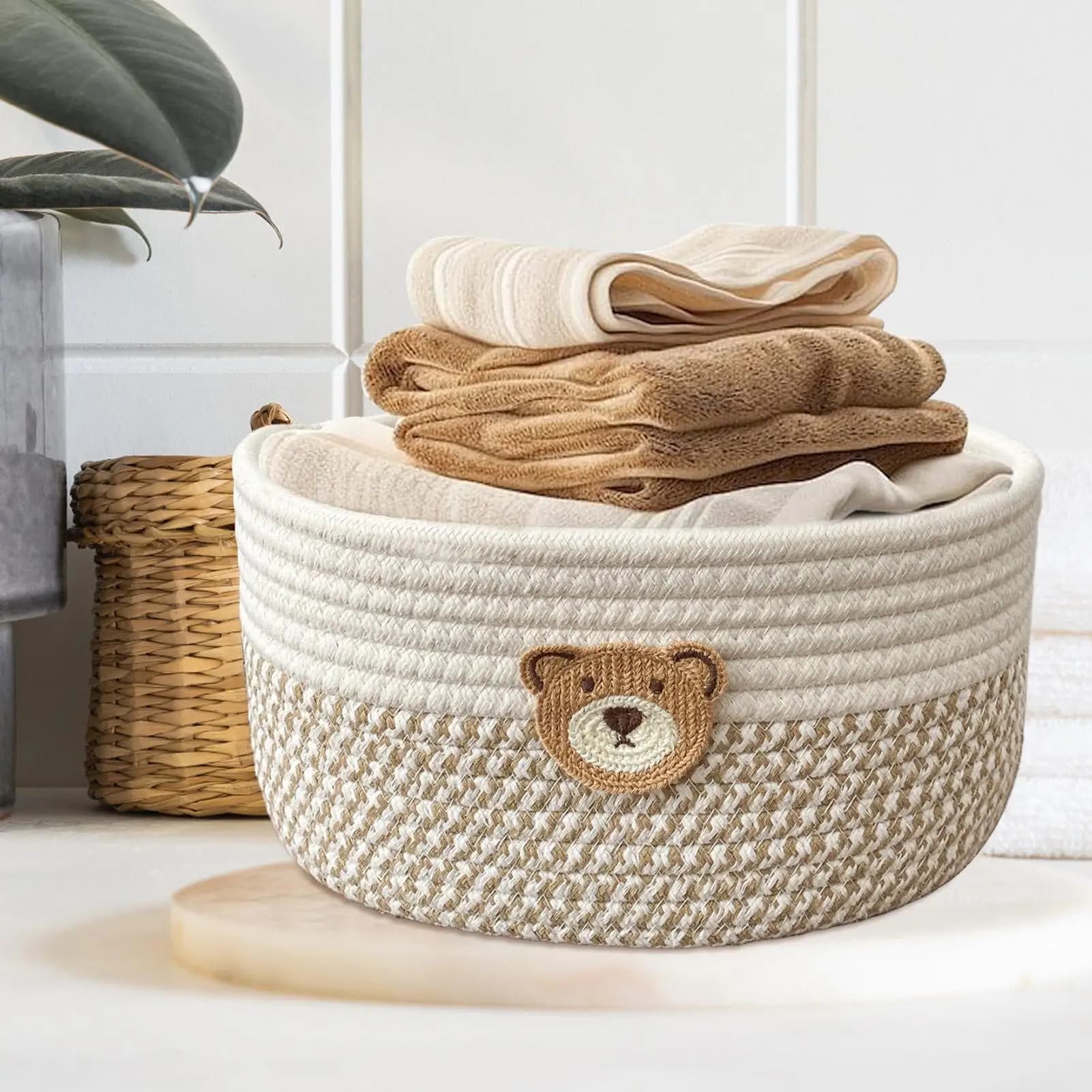 Cesto portaoggetti in corda di cotone per giocattoli per cani, contenitore decorativo salvaspazio per camera da letto, lavanderia, cameretta, soggiorno