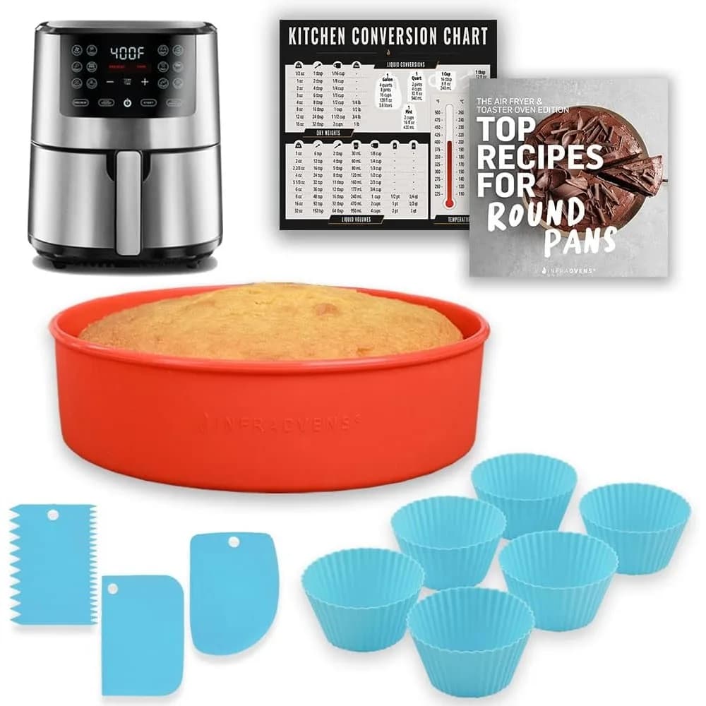 Set da Forno in Silicone per Friggitrice ad Aria, Teglia da 6,7 Pollici e Stampi per Muffin, Antiaderente Senza BPA per Instant Vortex, Cosori, Ninja