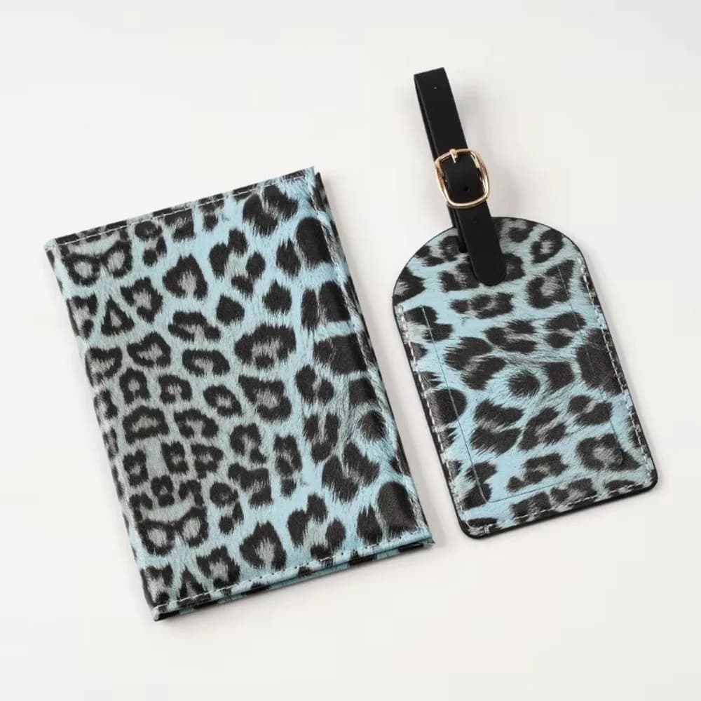 2pcs Leopard Print Passport Cover Protective Cover PU Leather Passport Wallet Storage Bag Unisex Design Passport Holder Gift