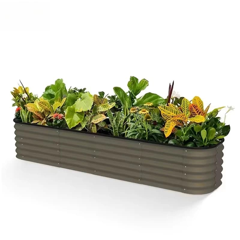 Kit di fioriere da giardino grandi, da terra a soffitto, in acciaio zincato verniciato a polvere, ecologico, con letto rialzato per la coltivazione in vaso.