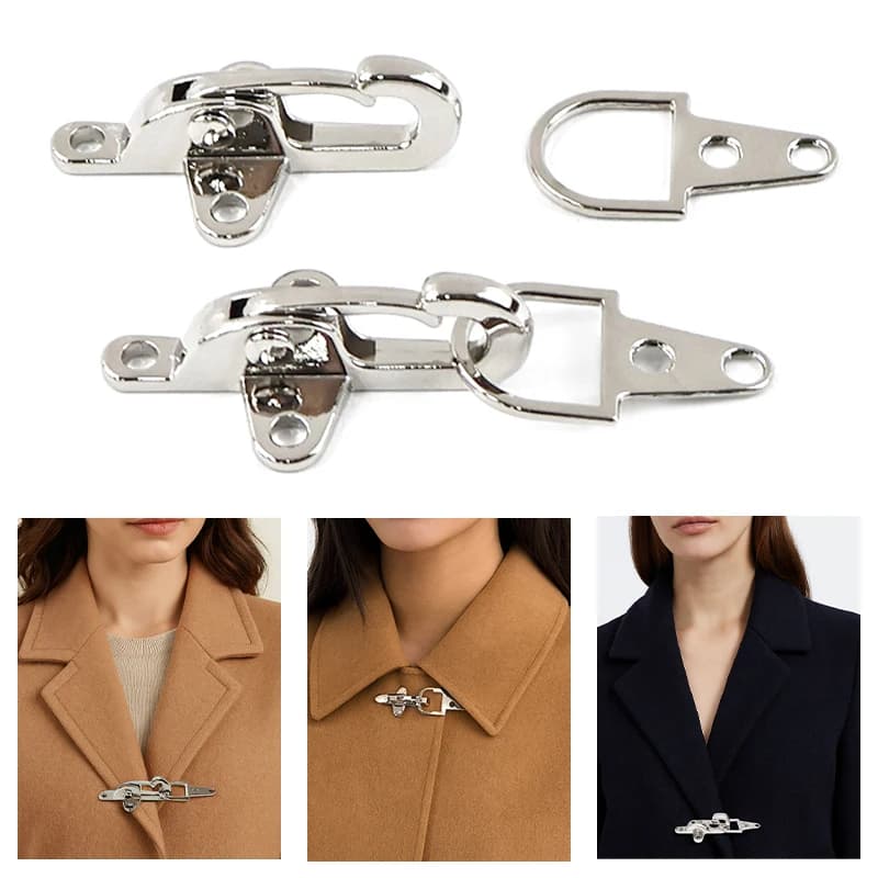 2/5 pezzi 4-5 cm argento gancio per abbigliamento fibbie in metallo cappotto chiusura a moschettone piumino decorazione bottone borsa clip da cintura accessori per cucire fai da te