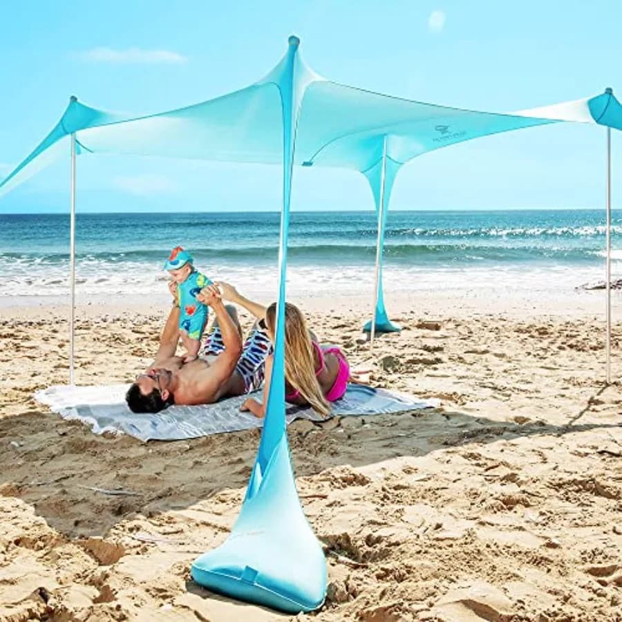 Beach Tent Sun Shelter UPF50+ for outdoor camping, fishing, picnics - lightweight polyester, navy blue - quick pop-up, sand sho