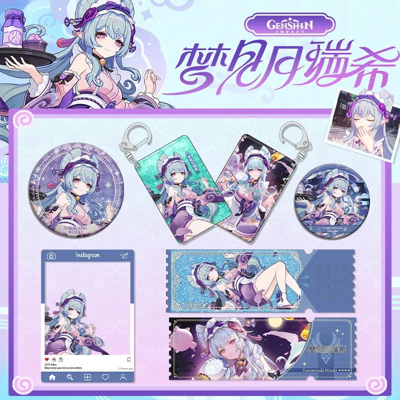 Genshin Impact Yumatisuki Mizuki Acrilico Figura Stand Distintivo Carta Portachiavi Zaino Ciondolo Decorazione da scrivania Gioco Regalo Cosplay
