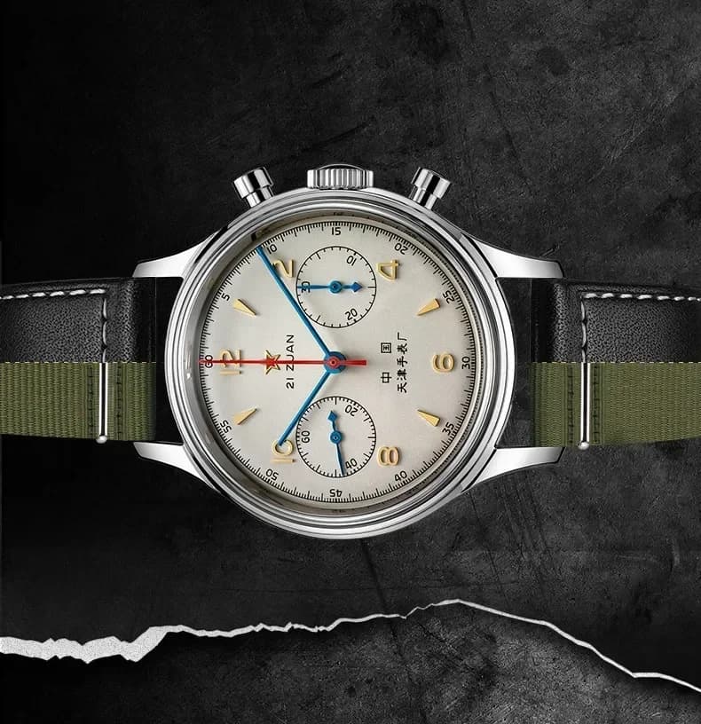 Orologio Modello Pilota 1963 - 42mm - Impermeabile - Cronografo al Quarzo Riflettente per Uomo