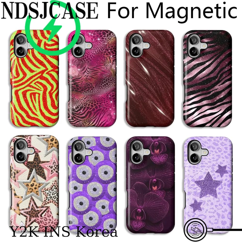 Luxury Clmj Tropic Wild Velvet Rush Phone Case for iPhone 17 16 15 14 13 12 11 Pro Max Plus Air Magnetic Double-layer Back Cover