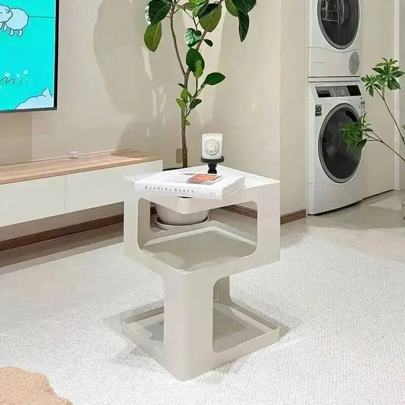 Tavolino Moderno Nordico Semplice da Divano e Tavolino Angolare Piccolo in Ferro Battuto di Lusso Leggero per Soggiorno e Comodino