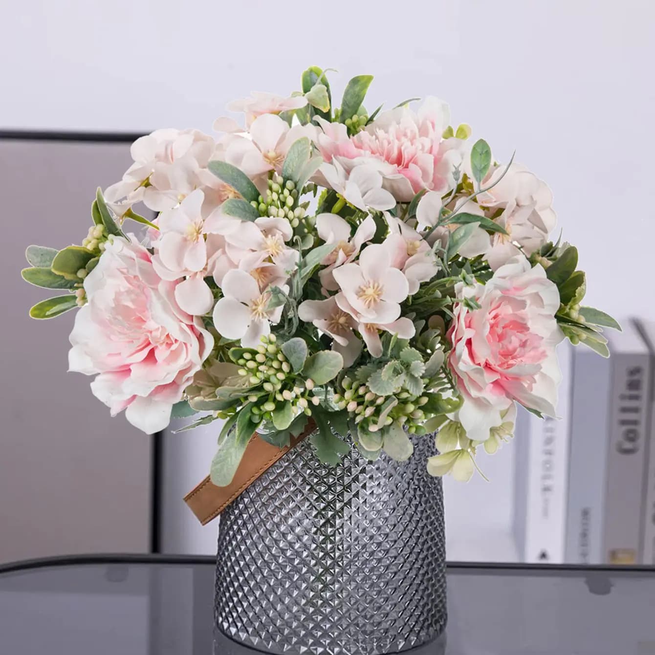 Artificial Peony Flowers Holding Plants Table Vase Setting Home Room Decor Accessories Holiday Nuptial Sala DIY Decorative Gifts