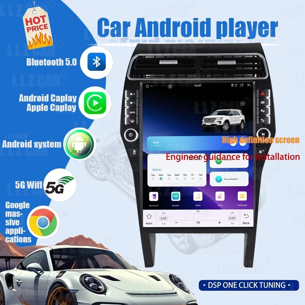 Autoradio Android 14.0 da 16.2'' per Ford Explorer 2011-2019, Octa Core, CarPlay Wireless, Android Auto, Schermo 2.5K, Navigazione GPS, BT