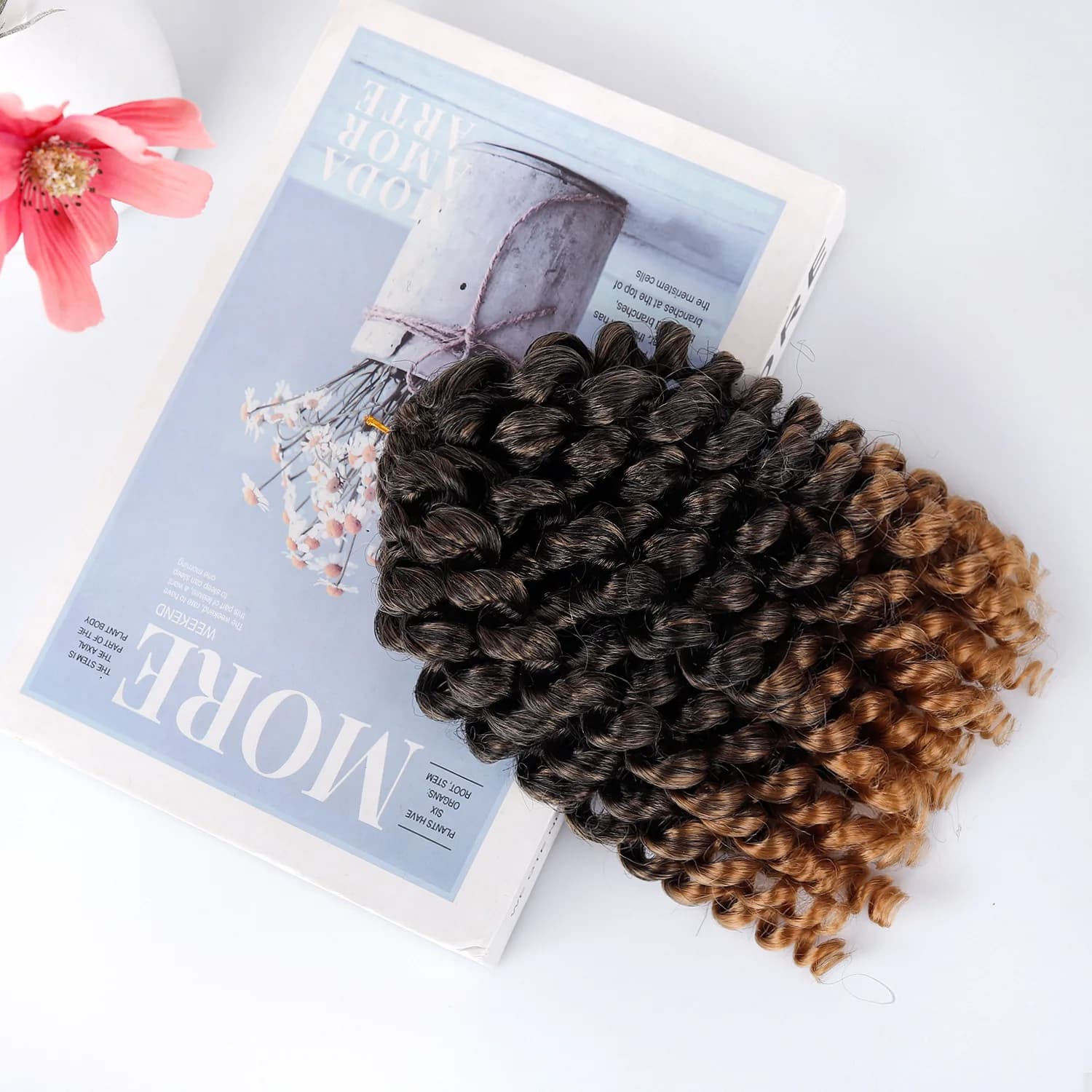 8 Inch Wand Curl Peanut Buckle Crochet Hair 20 Strands Hand Hook Synthetic Hair Extensions for Black Women