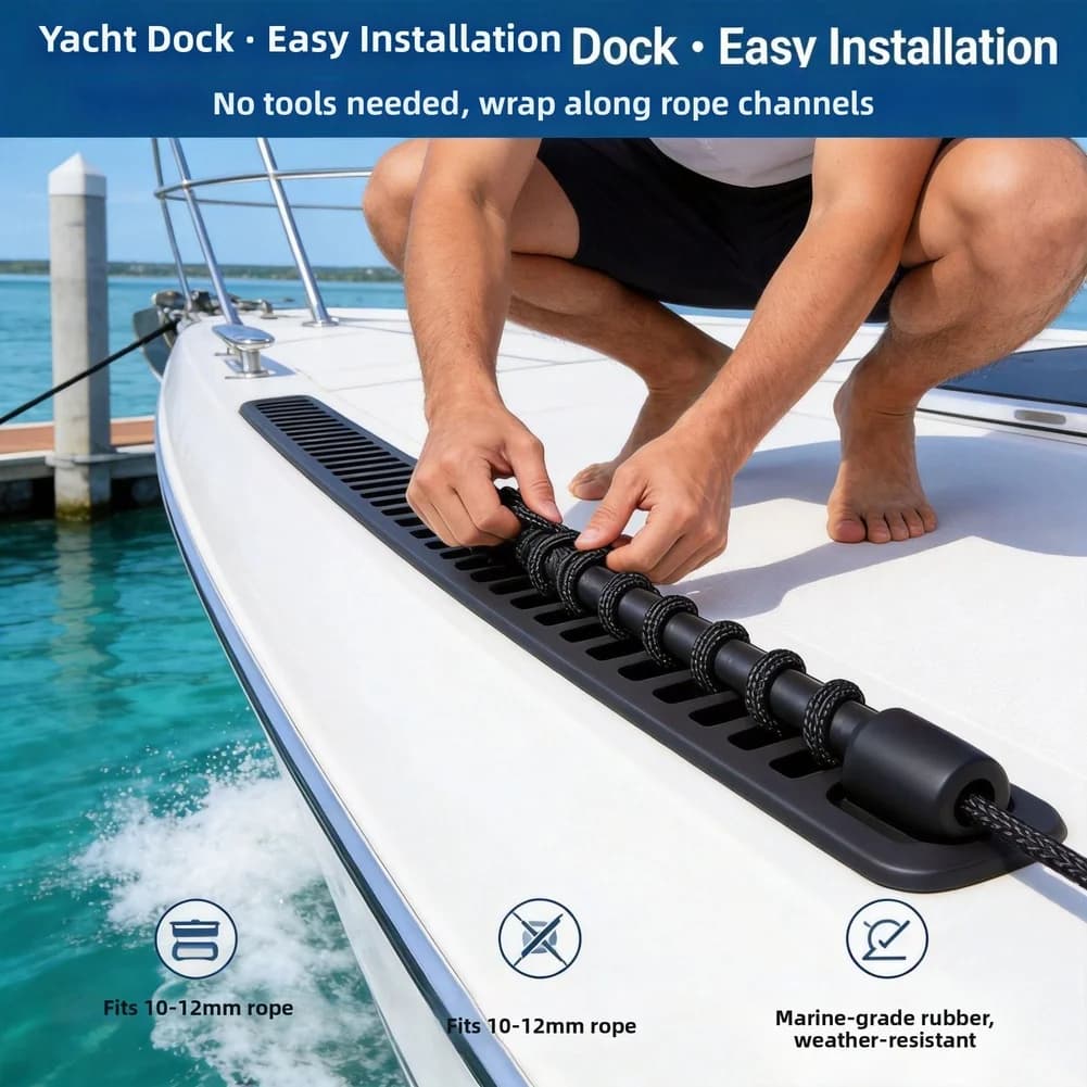 Nuovo Ammortizzatore in Gomma di Grado Marino 2026 per Ormeggio Yacht e Molo, Buffer per Corda da 10-12mm, 33.5*4.3*3.6cm