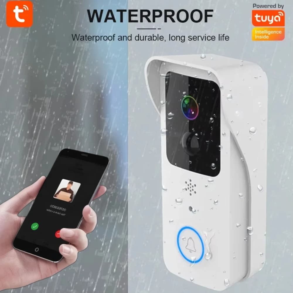 Tuya Smart Campanello Senza Fili Esterno Impermeabile 2.4G 5Ghz Dual Band WIFI Porta Digitale Peepholes 1080P Macchina Fotografica Occhio Citofono Domestico