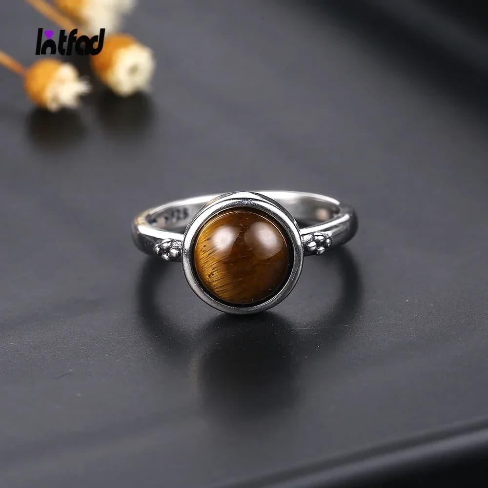 Gioielli con anello occhio di tigre naturale per donna Argento sterling 925 Elegante anniversario di fidanzamento Regali di nozze Ametista