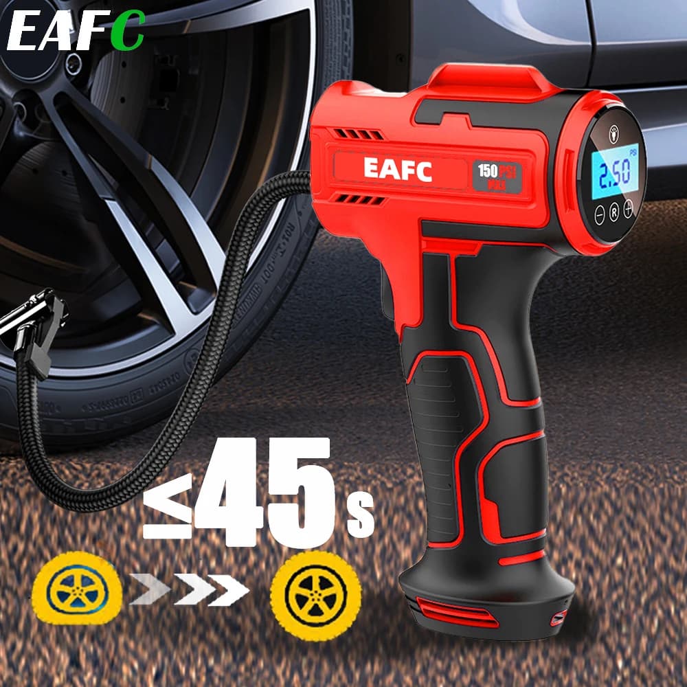 EAFC 4000mAh Compressore d'aria per auto Elettrico Wireless 150PSI Pompa di gonfiaggio pneumatici per moto Bicicletta Barca AUTO Pneumatici Palle Gonfiatore