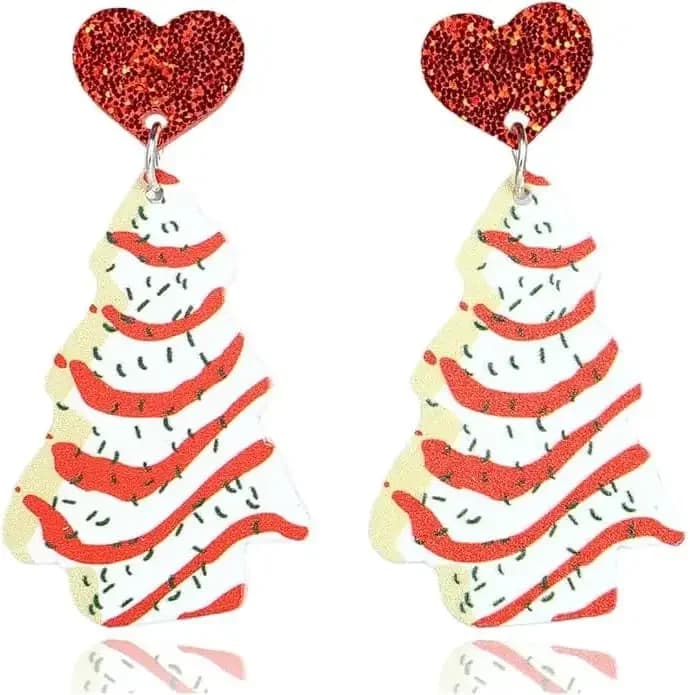 Christmas accessories, green white red drop pendant earrings for holidays, Christmas jewelry gift.