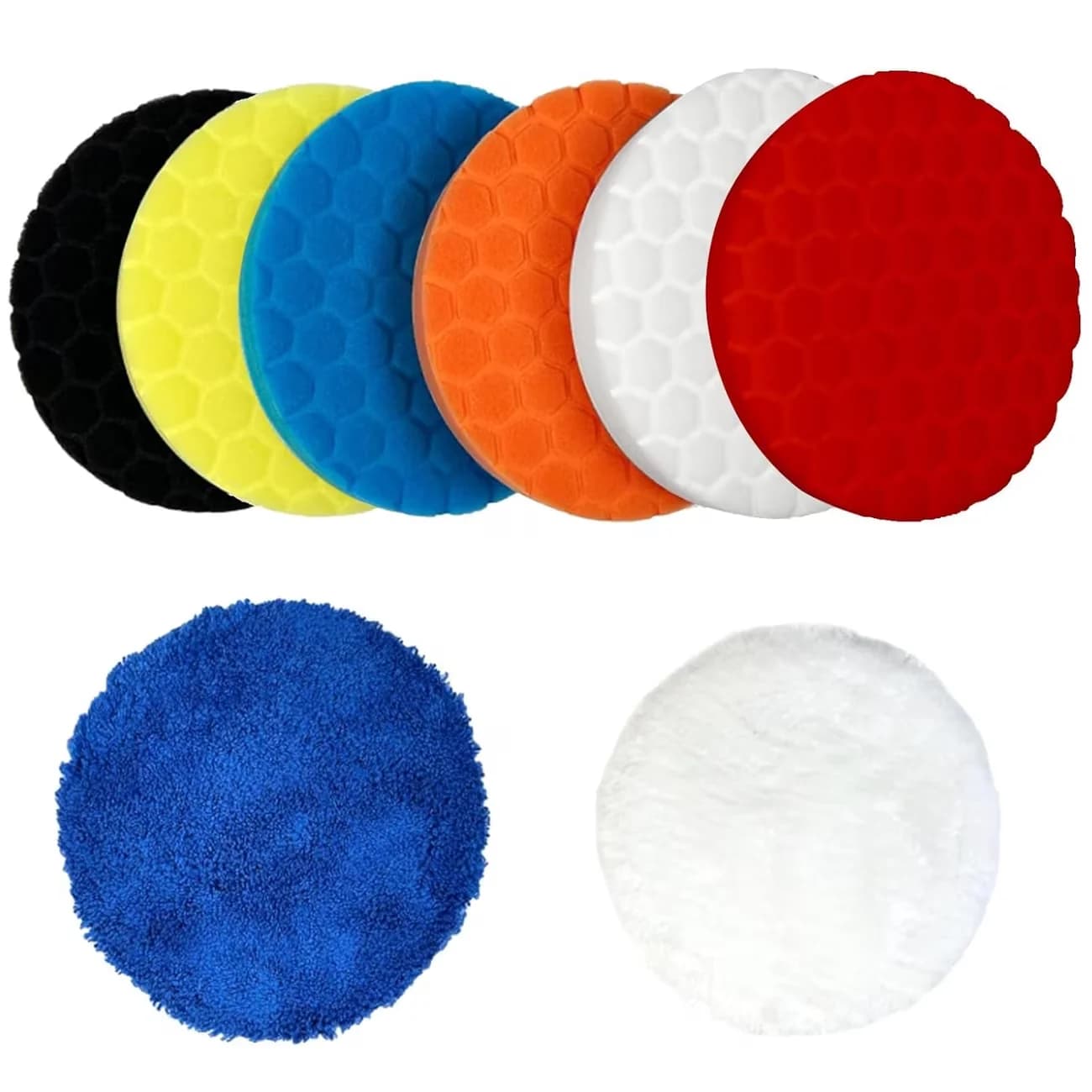 Kit di 8 Tamponi per Lucidatura Auto da 4/5/6 Pollici, Set di Spugne Autoadesive per Lucidatura e Ceratura, Tamponi in Lana per Lucidatrice Auto DrillWool