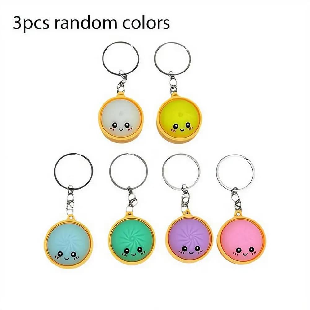 3pcs Dumpling Keychains Cute Baozi Steamer Random Color Mini Doll Pendant Stylish Backpack Charm for Students Gift