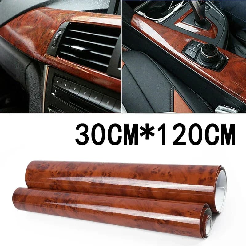 Adesivo lucido per auto fai-da-te Adesivo per interni automobilistici Impermeabile venature del legno Pellicola in vinile Decalcomanie Accesso interno universale 30 * 120 cm