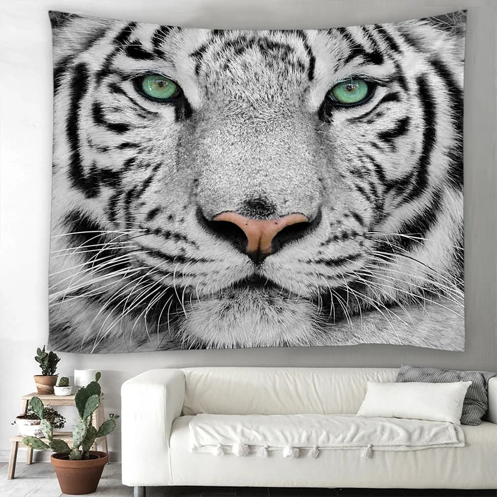 White Tiger Wall Hanging Rocket Decorative Sheets For House Large Rough Sea Canvas Mat Yoga Covered Wall Rocket