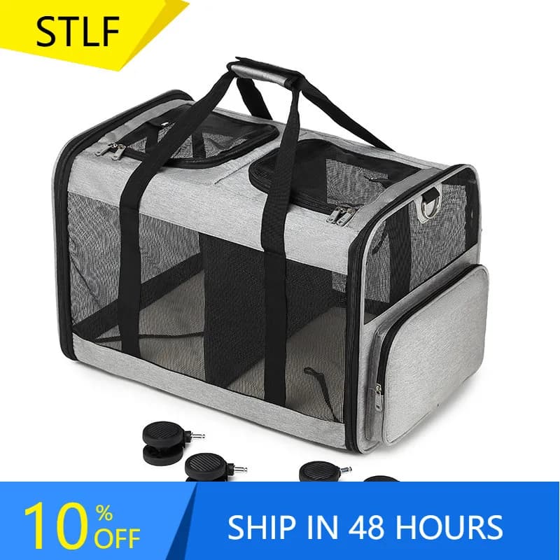 STLFAirline Approvato con cerniera telescopica in rete traspirante Maniglia da passeggio Trasportino per cani e gatti con ruote Borsa trolley per animali domestici
