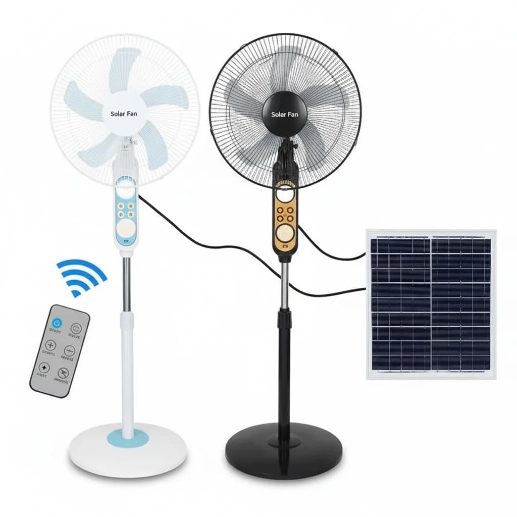 Ventilatore Solare Ricaricabile, Ventilatore Solare da Terra in ABS da 16 Pollici, Ventilatore Elettrico Pieghevole Portatile ad Energia Solare, per Campeggio all'Aperto