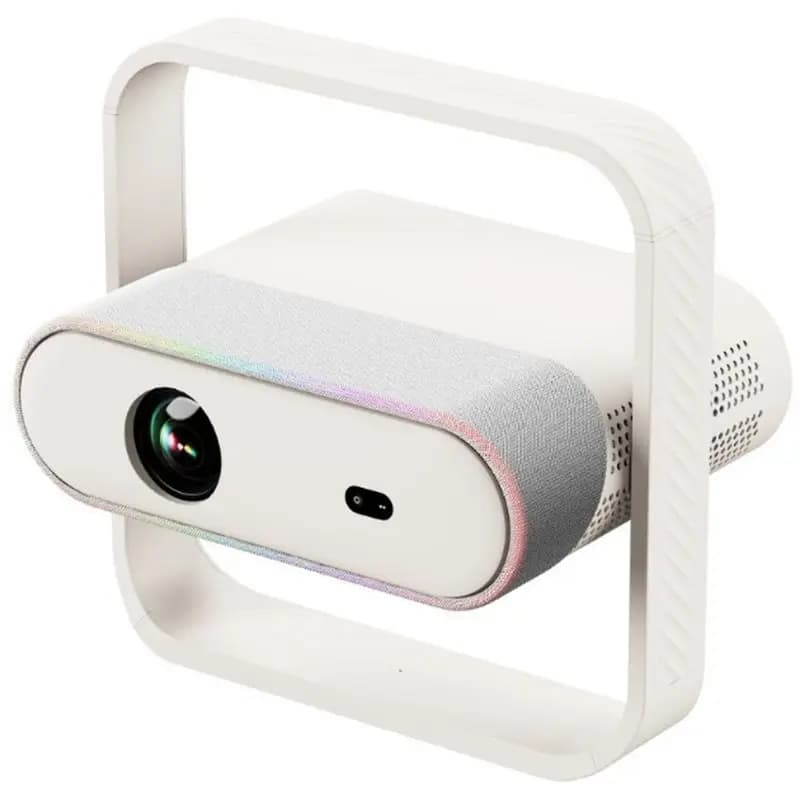 ABJF-Portable Smart Projector Native 1080P For Android Auto Focus BT5.4 RGB Ambient Light Hifi Speaker Home Cinema EU Plug