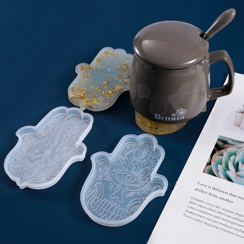 1 pz fai da te sottobicchiere mano di Fatima stampo ebraico decorazione per la casa resina epossidica arte stampo in Silicone