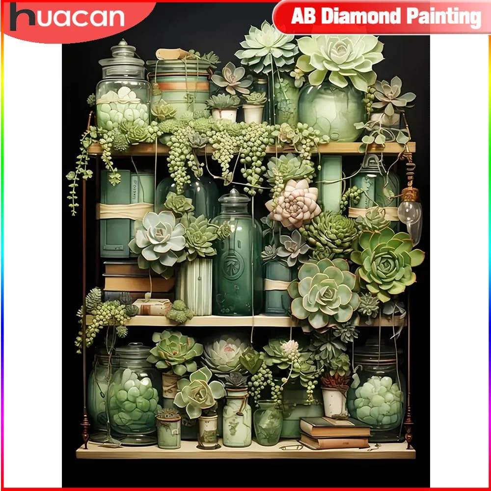 HUACAN Diamond Painting Bottle Cross Stitch Rhinestones Flower Embroidery Mosaic Cartoon Full Square Round Handmade Gift