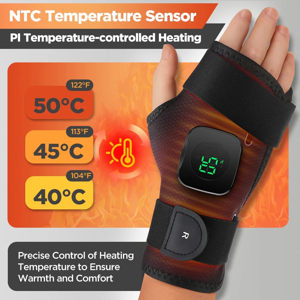 Cintura protettiva per protezione da polso con riscaldamento elettrico wireless con piastra di supporto Polsino termico riscaldato con regolazione a 3 livelli