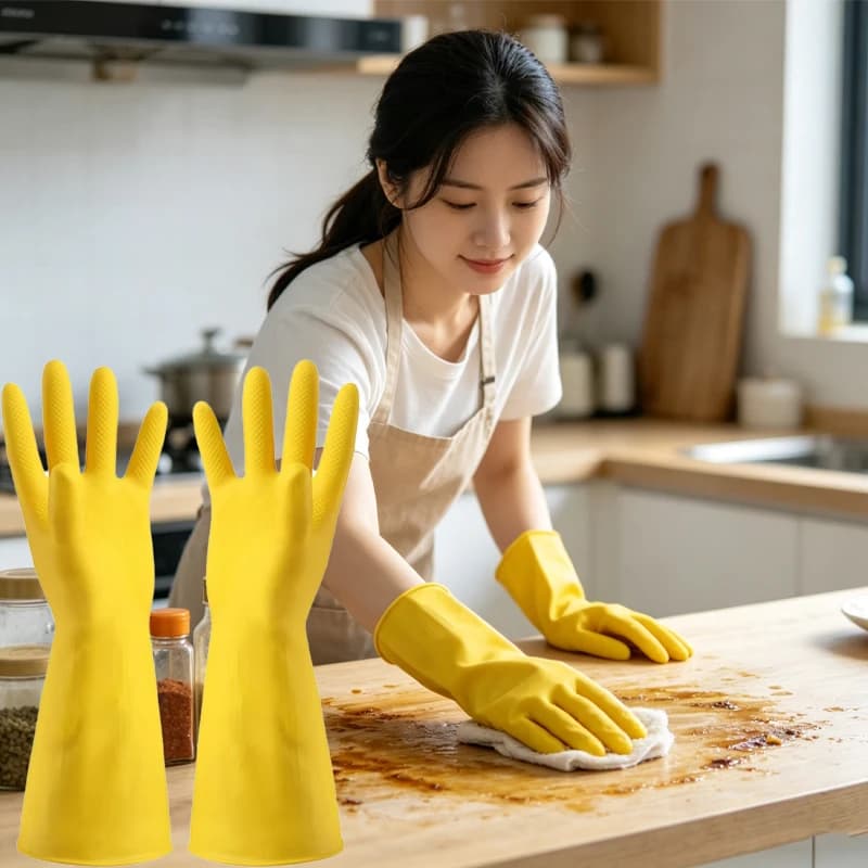 1-10 Pezzi Guanti in Lattice Impermeabili per Uso Domestico, Protezione da Lavoro, Resistenti all'Usura, Guanti in Gomma Rinforzati per Lavare i Piatti