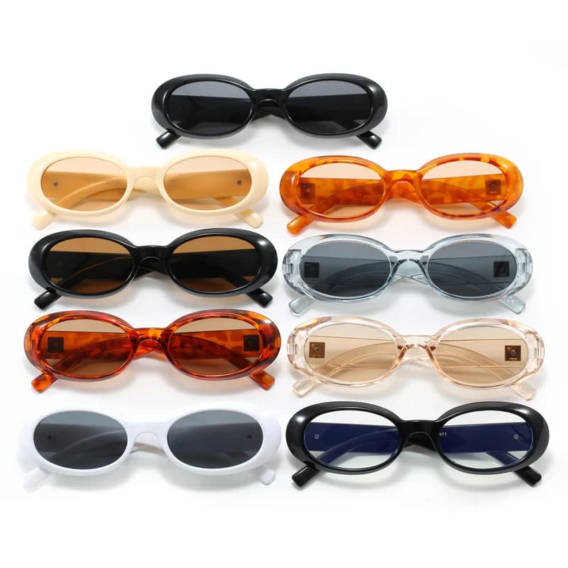 Protective Glasses 4 Pieces, Sunglasses Women's Ovals, Colorful Mounting with Rivets, UV400 Protection, Female Punk Style, Unisex Sunglasses for Outer