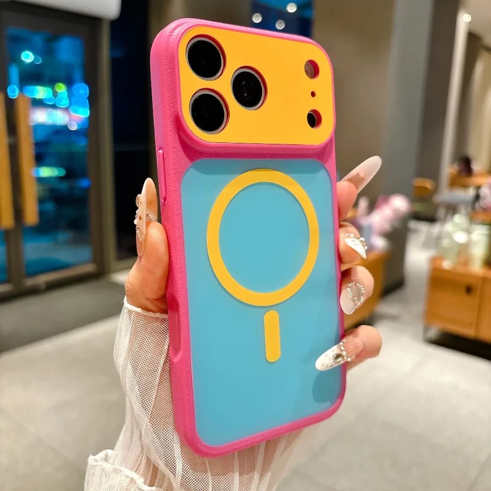 For iPhone 17 Pro Max Case Candy Color Block Large View Window New Premium Protective Cover compatible with iphone 16 15