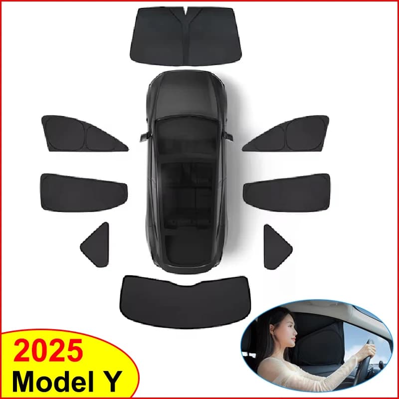 Per Tesla Model Y Juniper 2025 Lancio Parasole Anteriore Finestra Laterale Posteriore Parasole Parabrezza Visiera Parasole Accessori da campeggio all'aperto