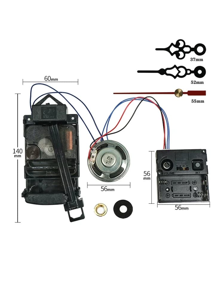 Musical Chime Pendulum Clock Movement with Speaker Control Box 36mm 46mm Hands DIY Wall Clock Repair Replacement Parts Kit