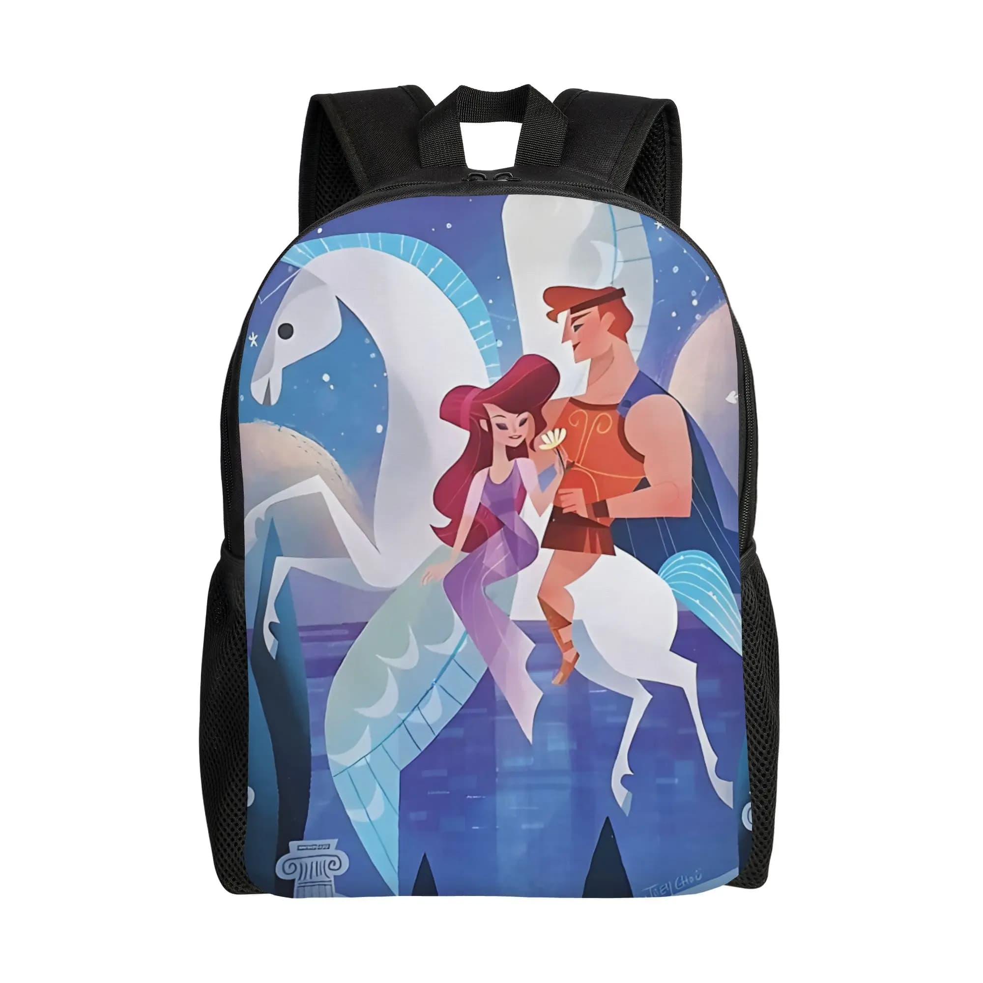 Stagione di ritorno a scuola: Hercules, Meg e Pegasus, Telo da doccia, Zaino, Cartone animato di Walt, Personale d'ufficio, Zaino portatile