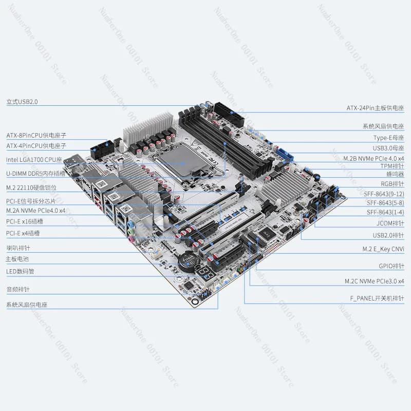 W680 M-ATX NAS Motherboard LGA1700 12 Bay SFF-8643 SATA 10G+2.5G LAN DDR5 ECC 3×M.2 NVMe DIY Synology FNOS Storage Mainboard