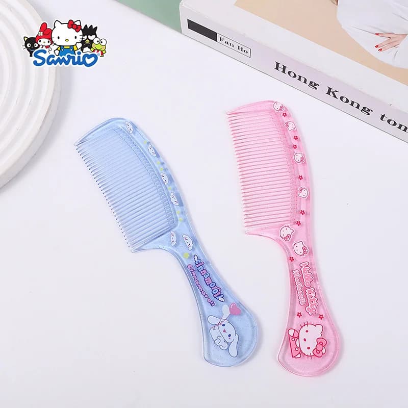 Nuove Figure Anime, Pettine Trasparente in Plastica Hello Kitty, Spazzola Districante Portatile per Donne e Ragazze, Regalo per la Cura dei Capelli