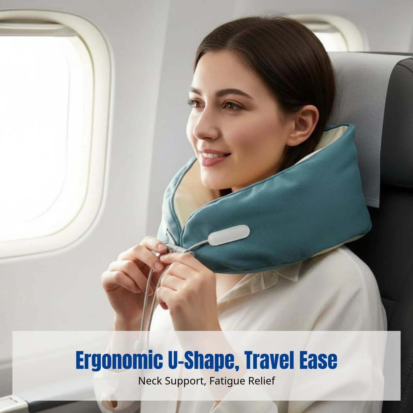 Cuscino da Viaggio a Forma di U, Imbottitura in Perline di Schiuma, Rimovibile e Lavabile, Design Minimalista Contemporaneo in Maglia