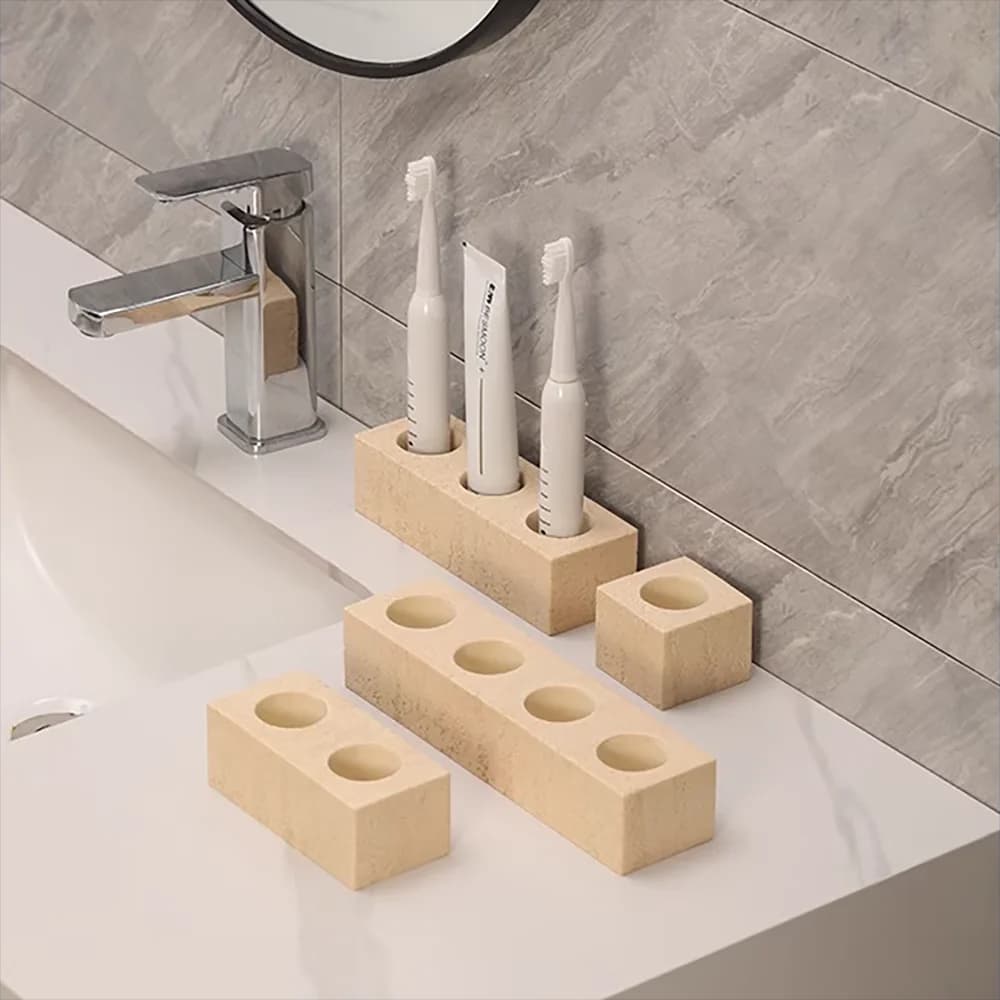 Concrete Grotto Stone Electric Toothbrush Silicone Mould, Bench Toothbrush Holder, DIY Mold