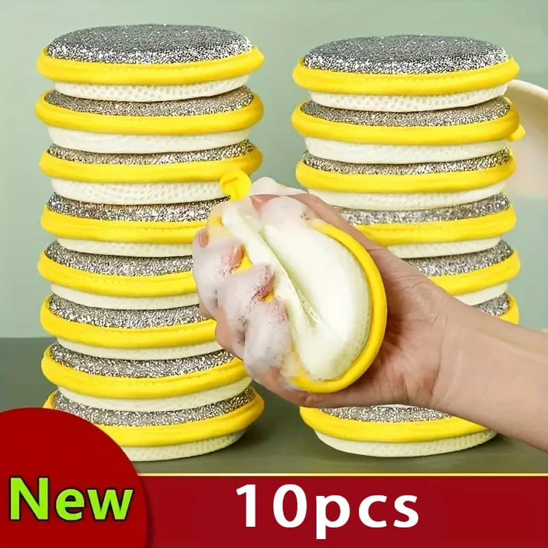 10/5PCS Double Side Dishwashing Sponge Dish Washing Brush Pan Pot Dish Wash Sponges Household Cleaning Reusable Kitchen Tools