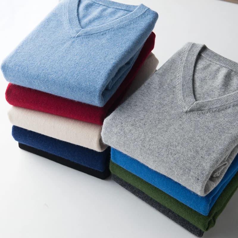 Pullover classico maglione con scollo a v uomo 2024 autunno inverno misto cotone Cashmere maglione caldo vestiti Pull Homme Man Hombres maglione