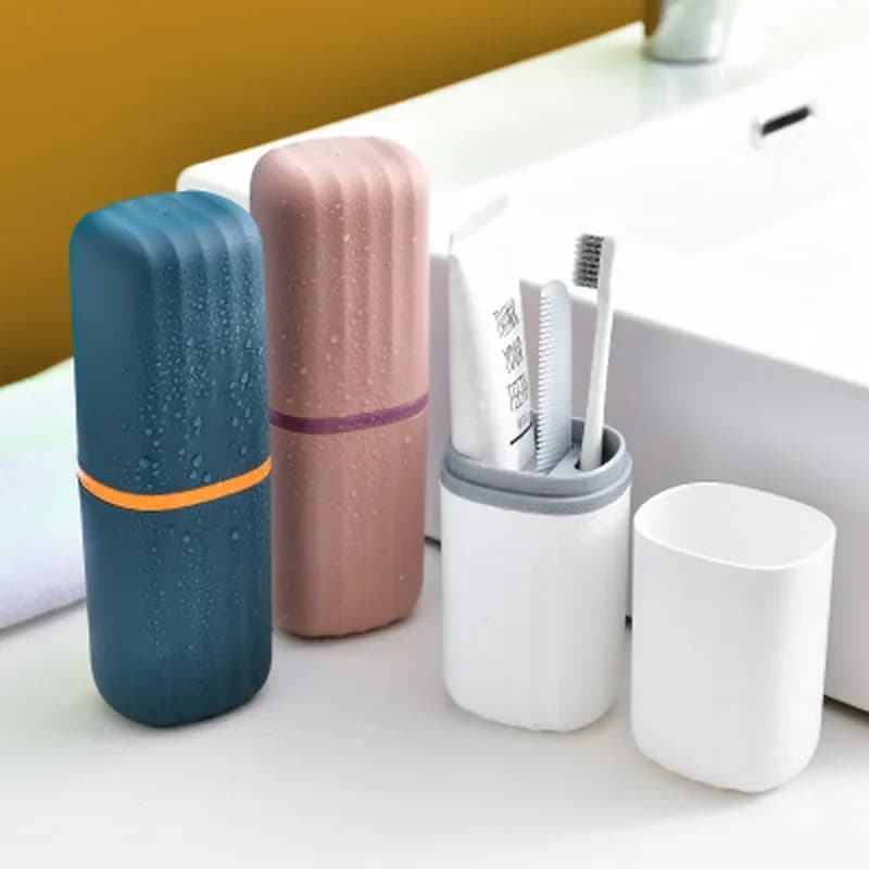 Portatazzolino portatile Porta dentifricio Custodia da viaggio Scatola Organizzatore Tazza di stoccaggio per la casa Supporto esterno Accessorio per il bagno