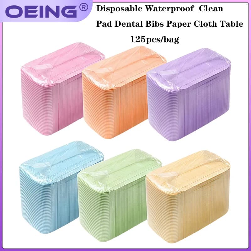 125 Pz/pacco Colore Dentale Sciarpa Usa E Getta Bavaglino Orale Negozio di Tatuaggi Salone di Bellezza Tampone di Pulizia Paziente Grembiule di Carta Forniture Dentali Strumento