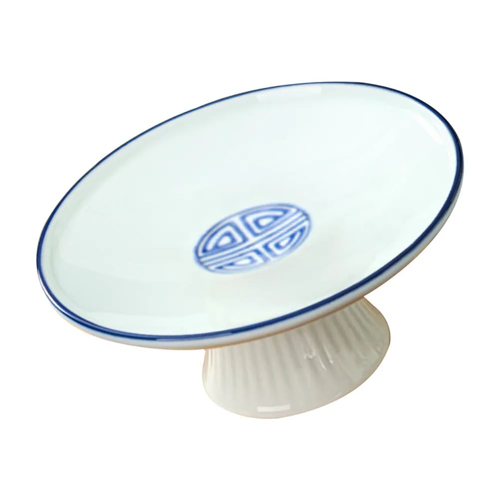 Ceramic Tall Fruit Bowl Footed Dessert Storage Tray Vintage Style Smooth Line Elegant Serving Dish for Fruits Dried Snacks