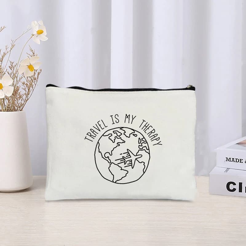 Borsa Cosmetica con Stampa Aereo e Regina, Astuccio con Cerniera per Profumo, Rossetto, Trucchi, Portapenne, Portafoglio, Regali per Hostess