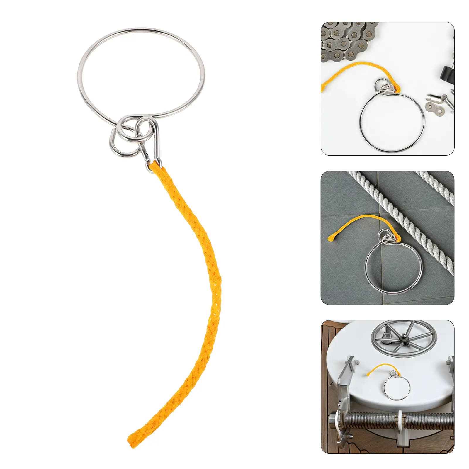 1Set Stainless Steel Marine Anchor Ring Rope Set Anchor Retrieval System for Yacht Boat Ship Anchoring Accessories