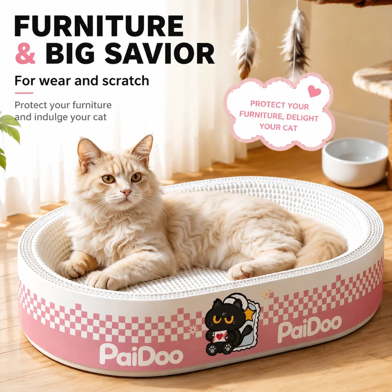 Oval Oversized Cat Scratching Board with Durable, Debris-Free Surface