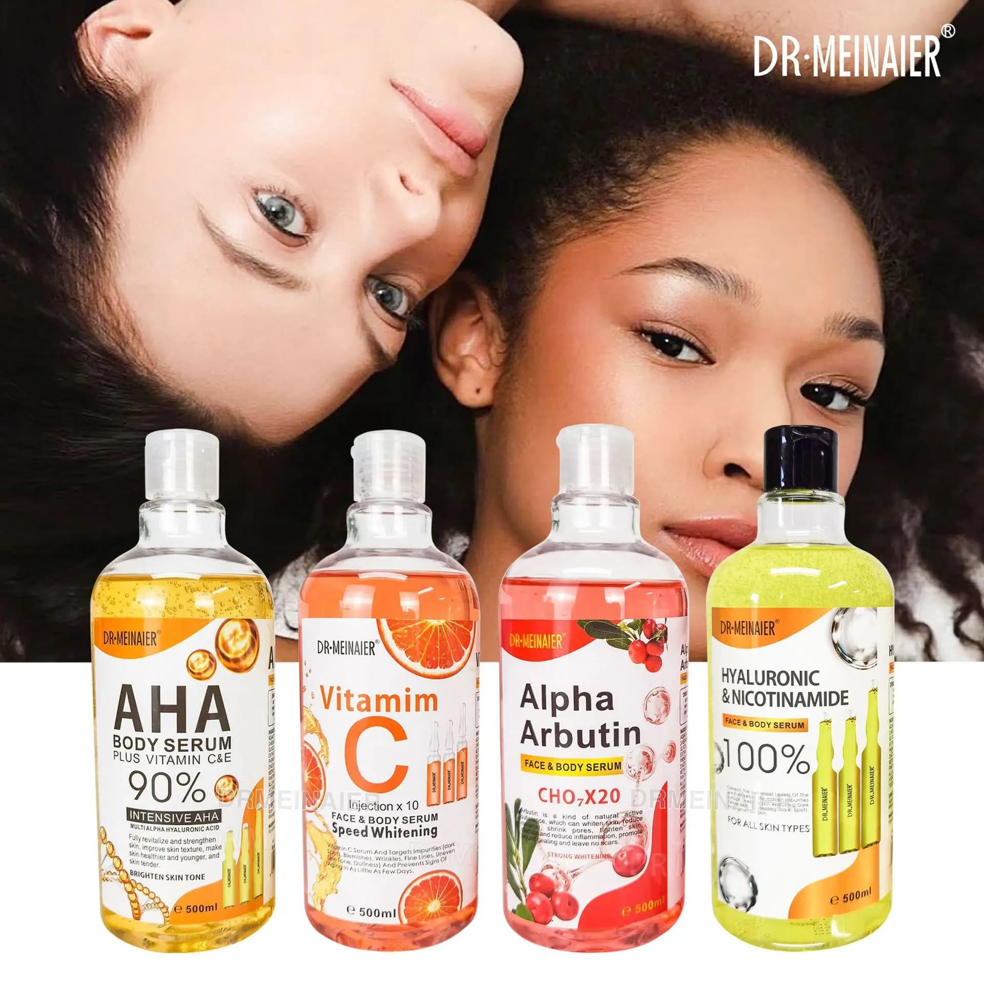 500ML vitamina C AHA HYALURONIC & NICOTINAMIDE Face Serum crema corpo schiarente idratante