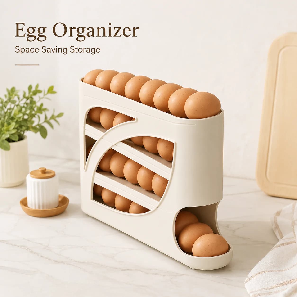 Auto Rolling Egg Storage Box Refrigerator Egg Dispenser Multi Layer Egg Holder Organizer Space Saving Egg Container For Kitchen Fridge Cabinet