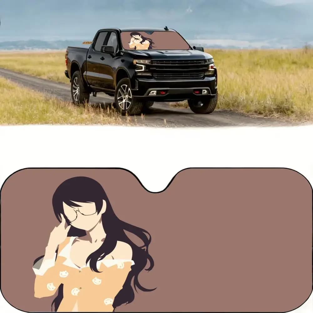 Parasole per Auto con Disegno di Ragazza, Riutilizzabile, in Alluminio, Protezione UV, Isolamento Termico a Tre Strati